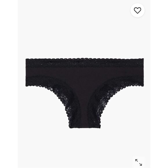 Savage X Fenty Cotton Essentials Lace-Trim Cheeky Panty Black Size S - Picture 9 of 10